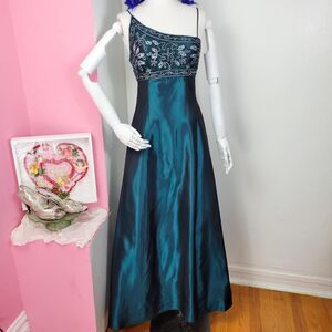 Vintage 90s Teal Iridescentll Gown